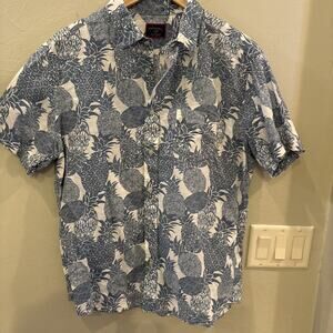 UNTUCKit Shirt Men’s L White Dorado Pineapple Aloha Hawaiian Beach Resort Casual